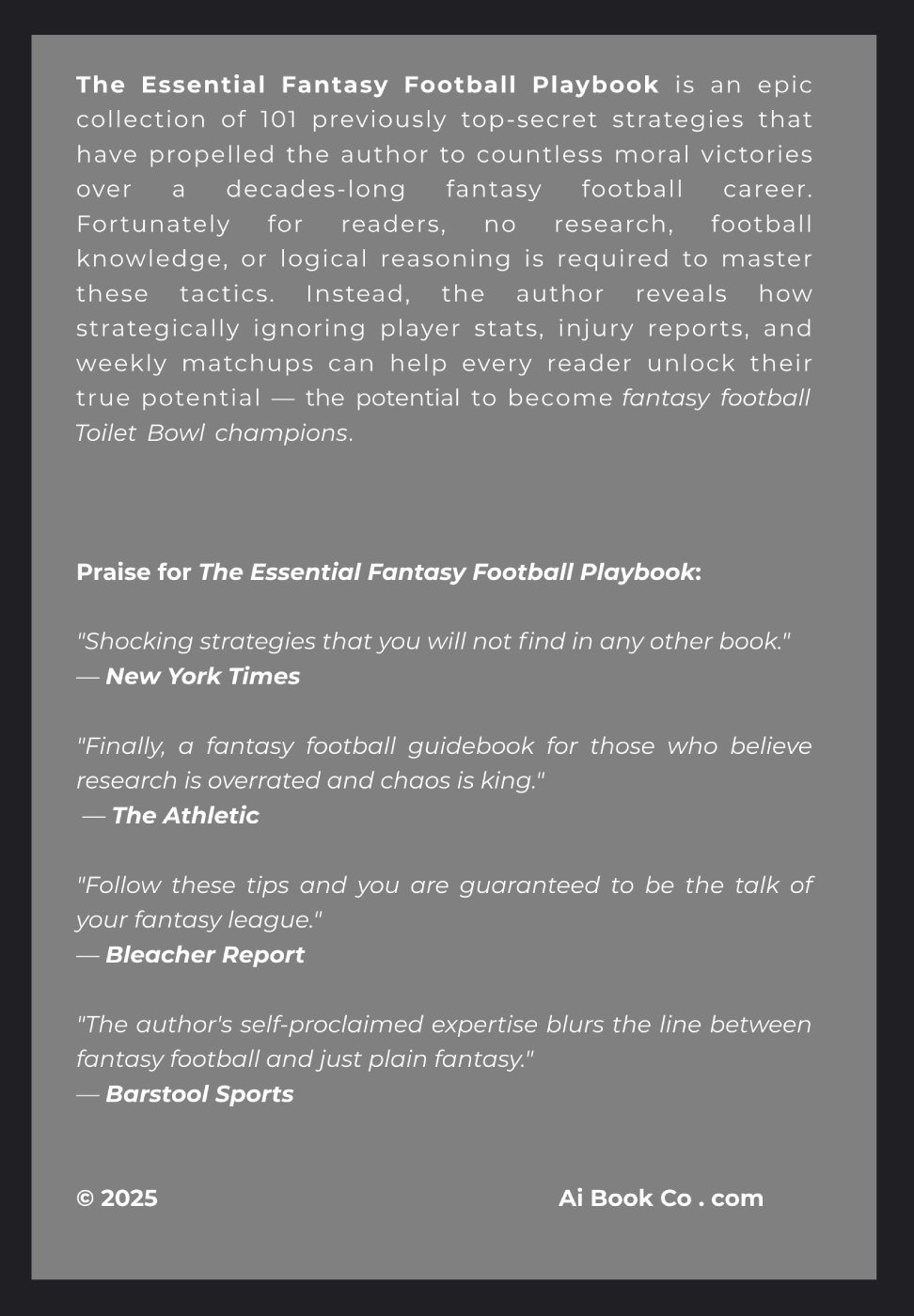 The Essential Fantasy Football Playbook (Personalizable Hardcover)