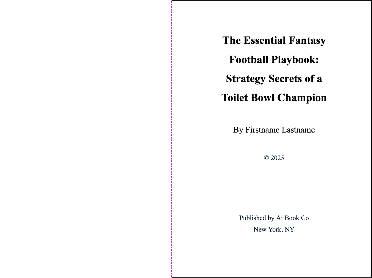 The Essential Fantasy Football Playbook (Personalizable Hardcover)