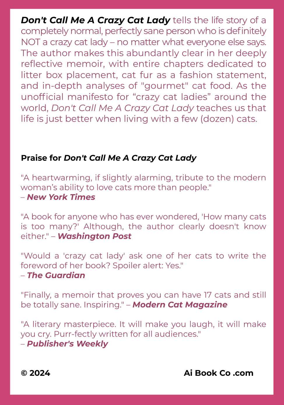 Don't Call Me A Crazy Cat Lady (Personalizable Hardcover)