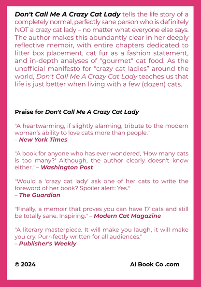 Don't Call Me A Crazy Cat Lady (Personalizable Hardcover)